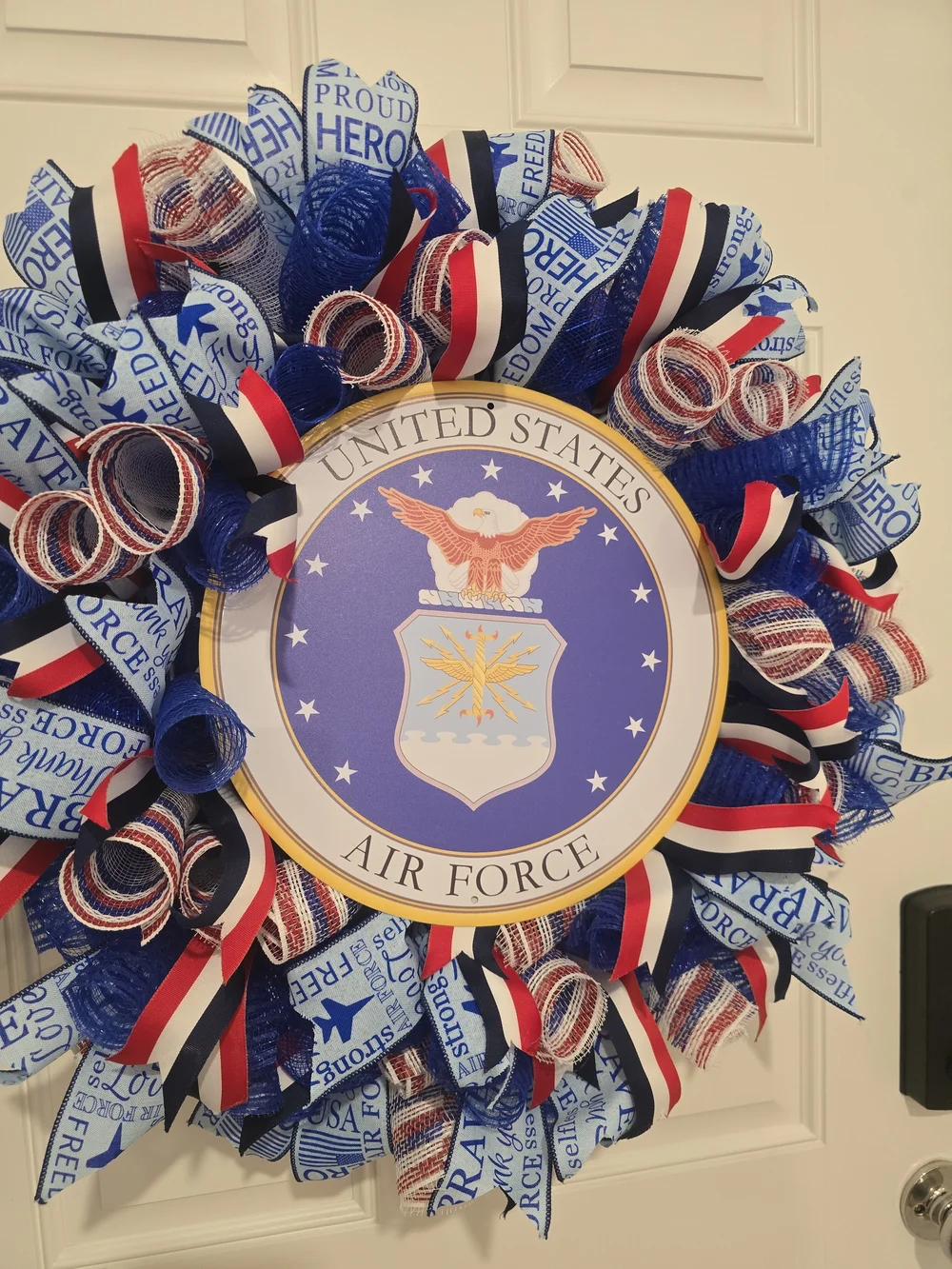 W129 – United States Air Force Red, White & Blue Holiday Wreath Patriotic